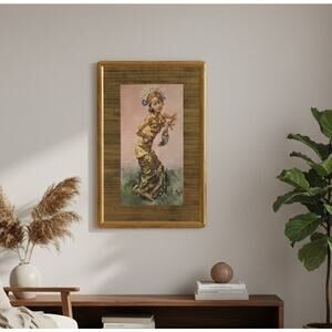 Balinese dancer Roland Strasser Gouache on paper Print Framed under glass  read